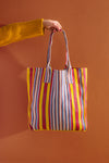 Red & Yellow Striped Recycled Tote Bag
