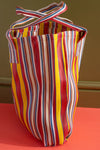 Red & Yellow Striped Recycled Tote Bag