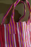 Red & Purple Striped Recycled Tote Bag