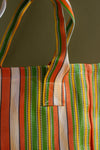 Green & Orange Striped Recycled Tote Bag