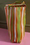 Green & Orange Striped Recycled Tote Bag