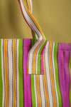 Green & Purple Striped Recycled Tote Bag