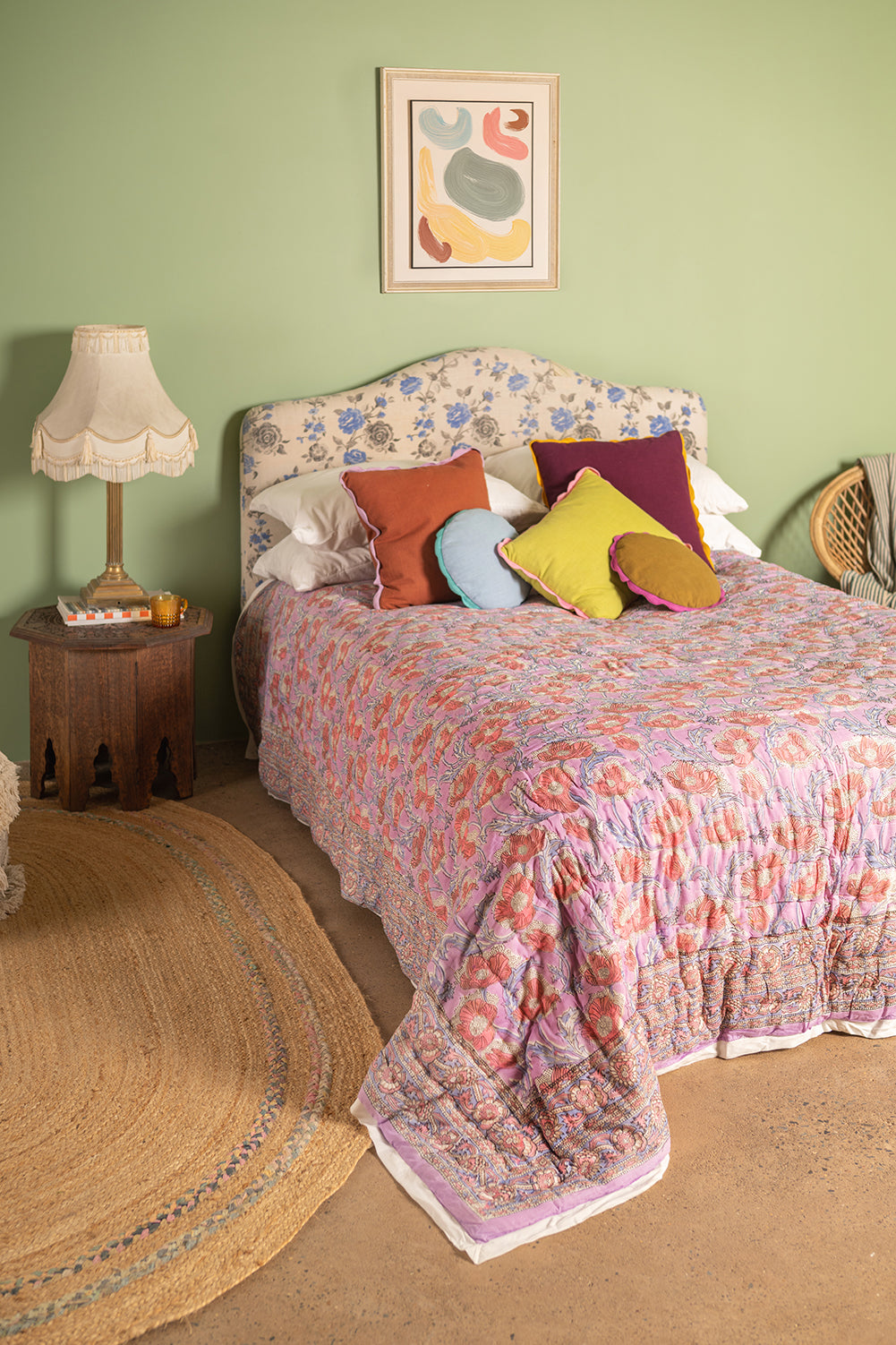 Apricot & Lavender Floral Quilt