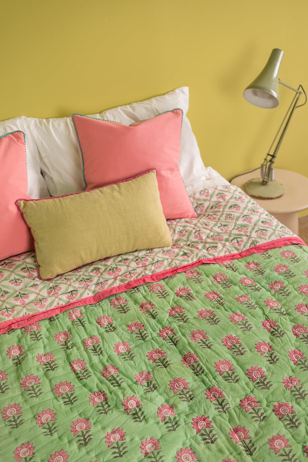 Laurel & Taffy Block Print Cotton Quilt