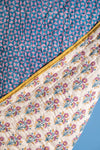Cornflower & Lilac Block Print Cotton Quilt