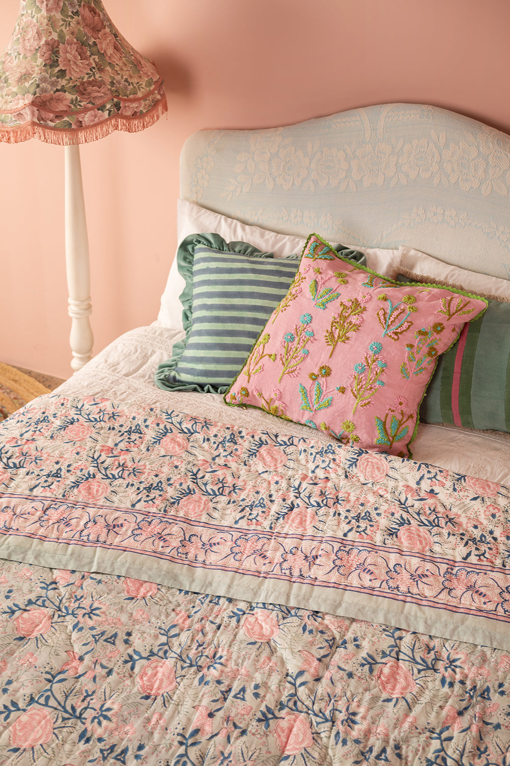 Amelia Hand Block Print Cotton Quilt