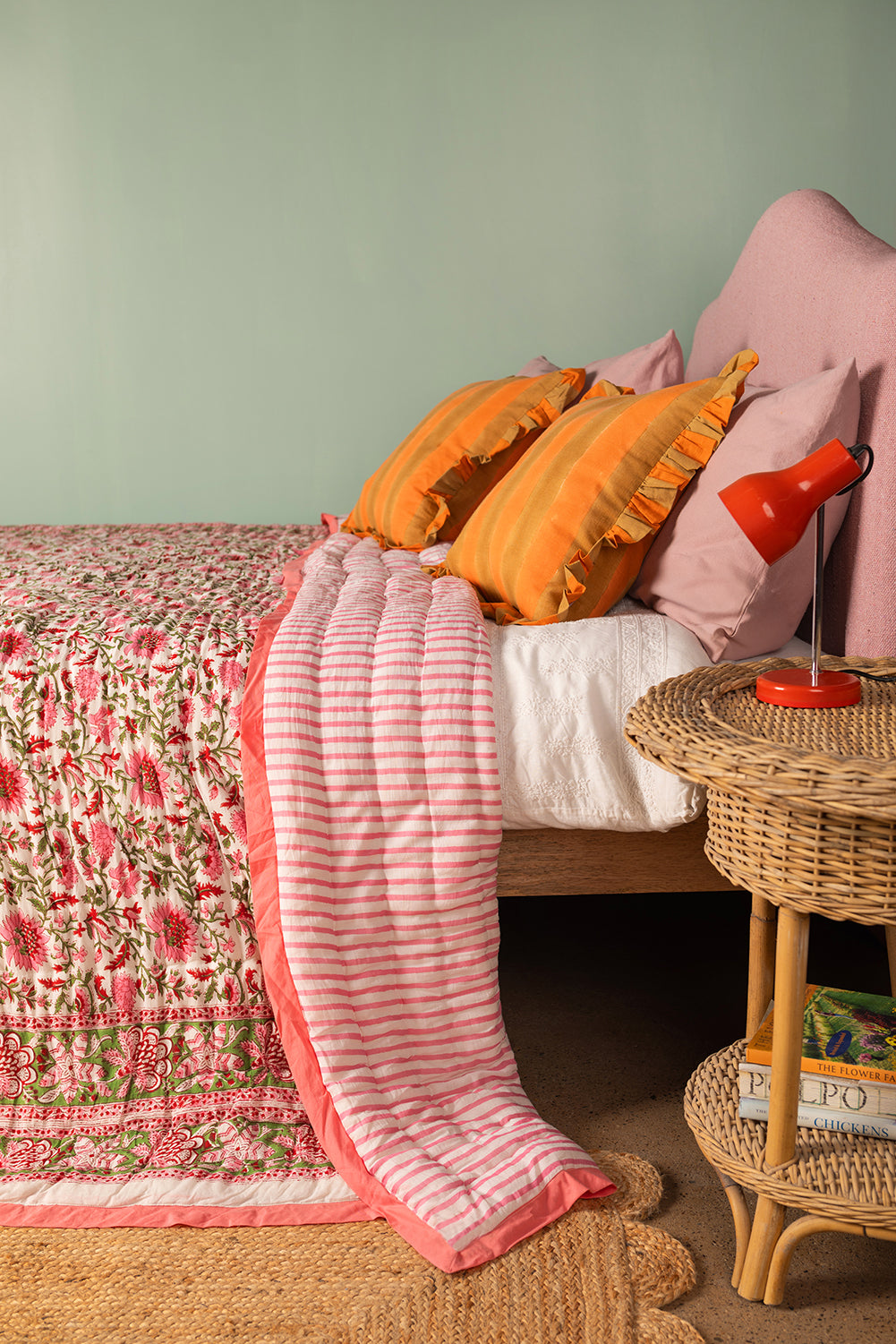 Ruby Meadow Reversible Floral Quilt