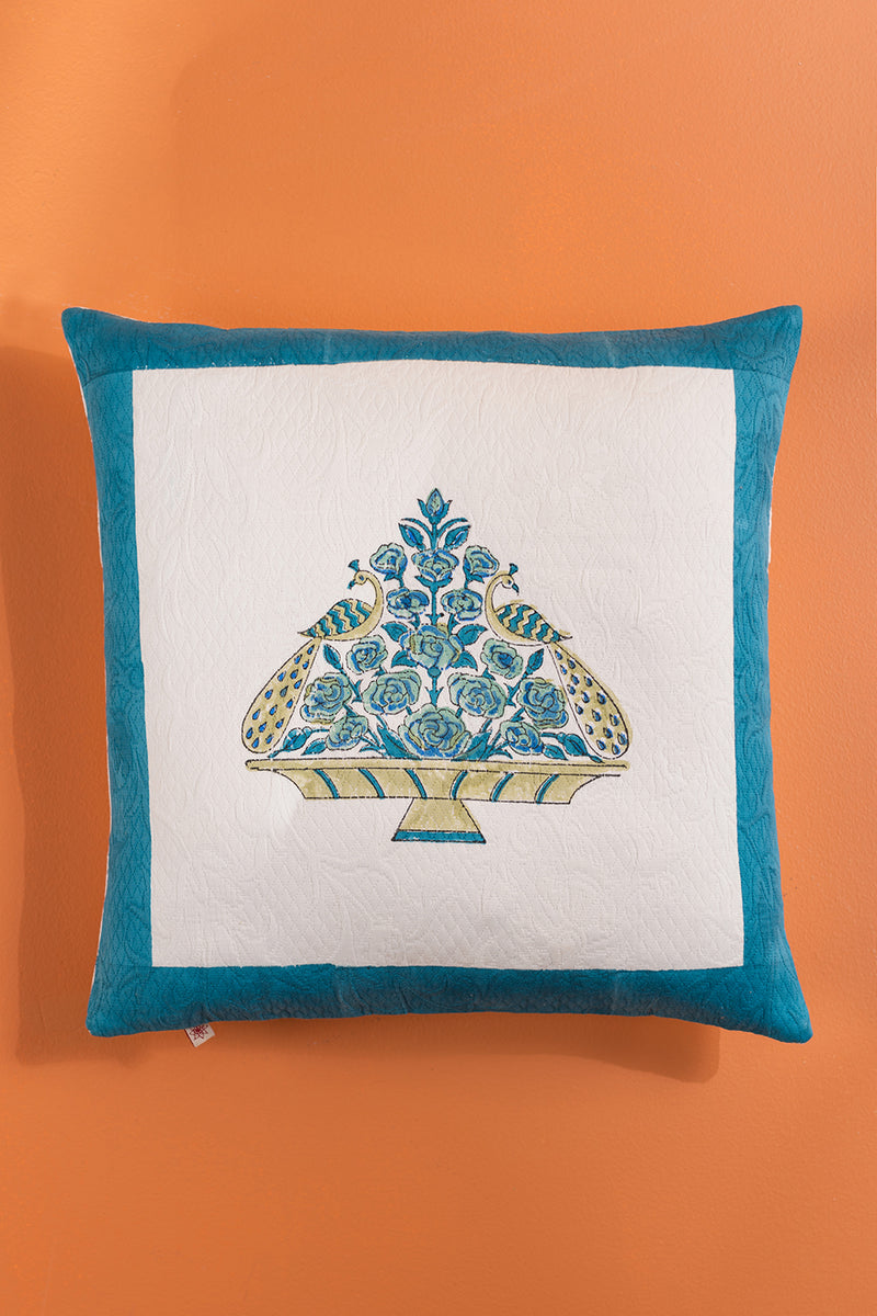 Blue Peacock Cotton Block Print Cushion Cover – Ian Snow Ltd
