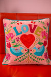 Love Birds Embroidered Cushion Cover