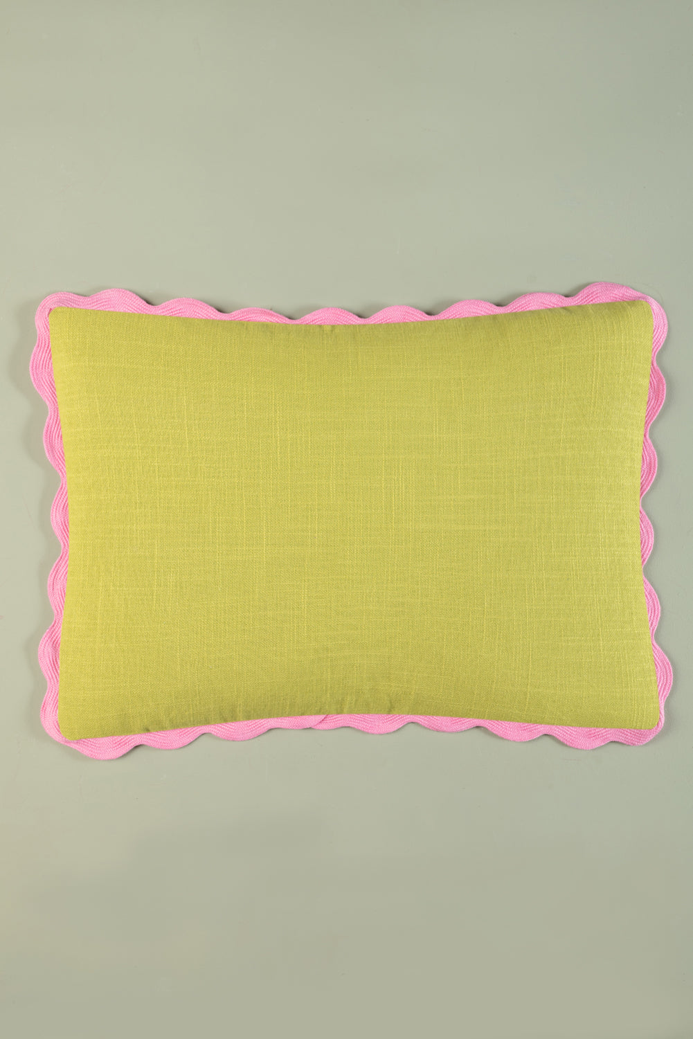 Wild Lime Rectangular Block Colour Cotton Cushion Cover
