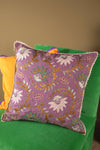 Mauve Floral Embroidered Cushion Cover