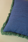 Denim Blue Leaves Embroidered Cushion Cover