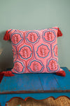 Pink Velvet Leaf Embroidered Cushion Cover