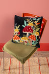 Black Embroidered Toadstools Cushion Cover