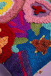 Multicoloured Embroidered Abstract Floral Cushion Cover
