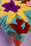 Multicoloured Embroidered Abstract Floral Cushion Cover