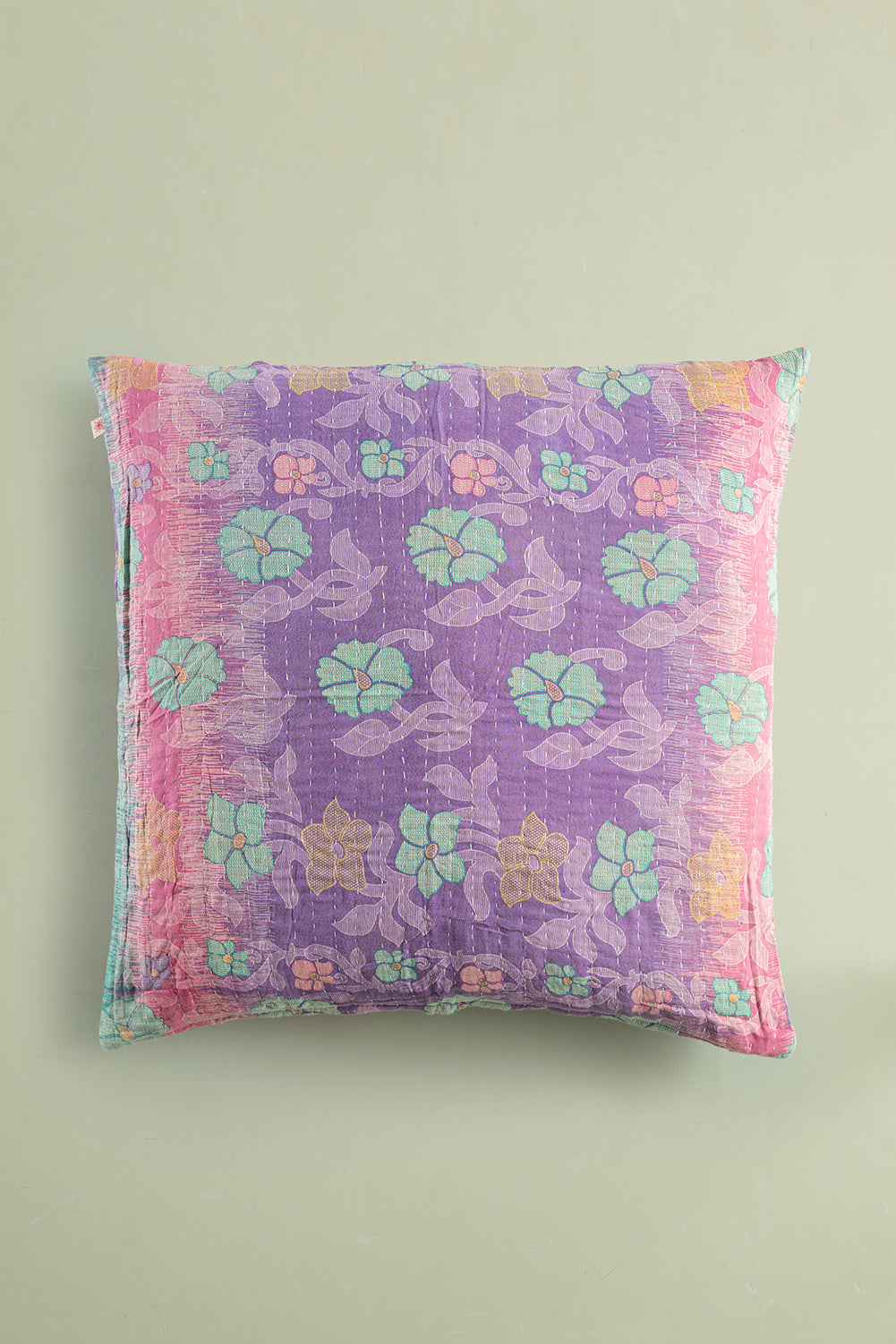 vintage kantha cushion