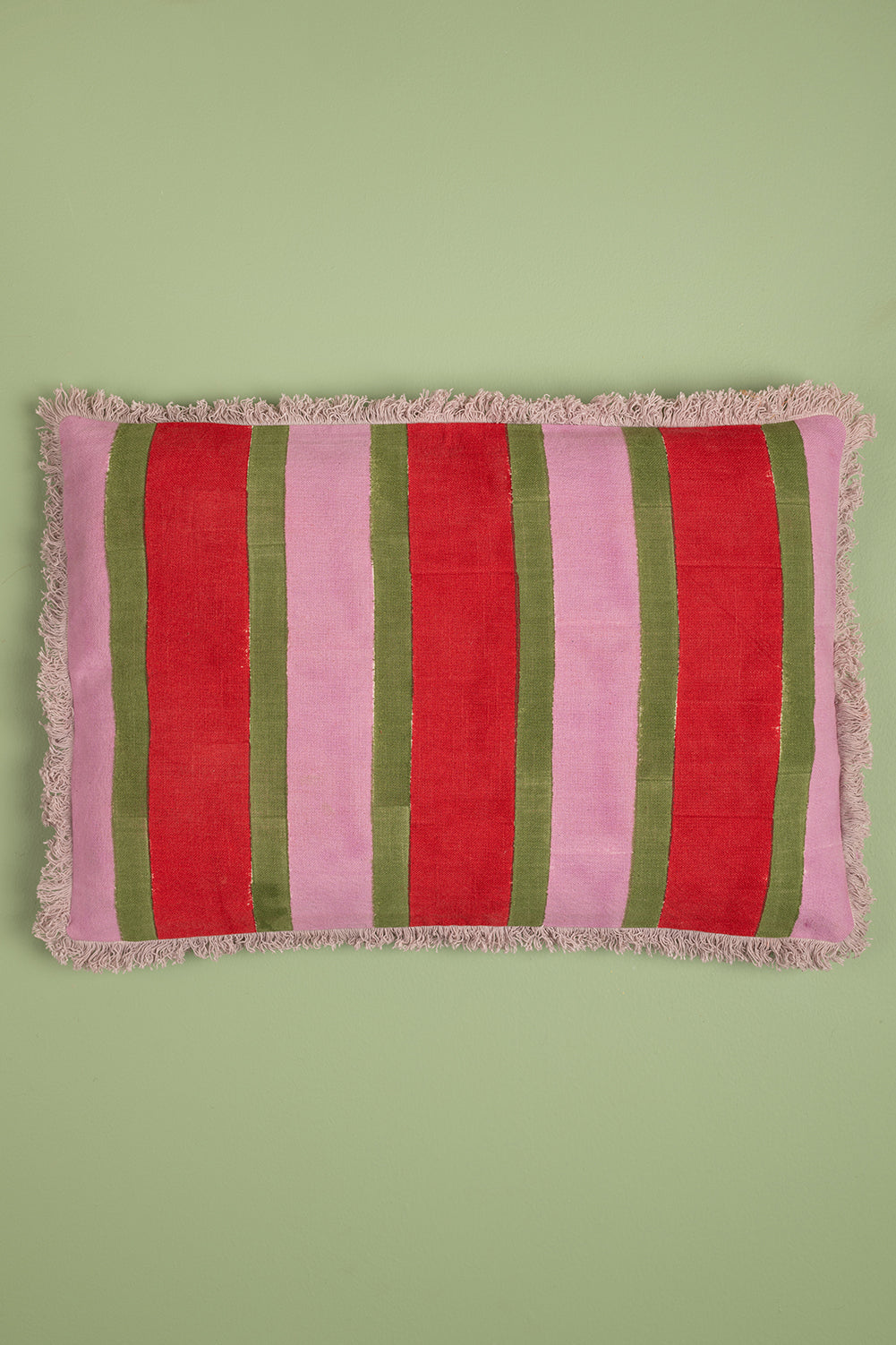 Kale & Meadow Mauve Block Print Cotton Cushion Cover