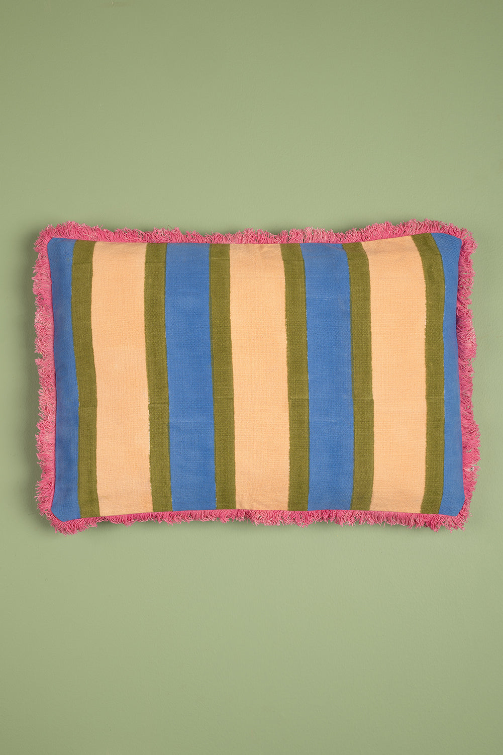 Wheat Regatta Block Print Cotton Cushion Cover