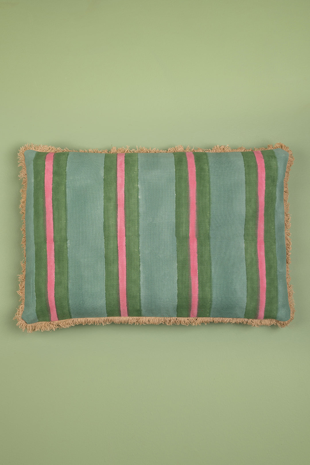 Teal & Coral Block Print Cotton Cushion Cover