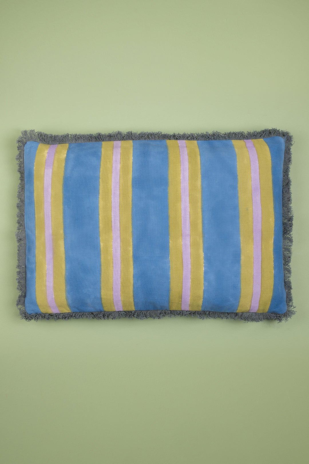 Sweet Pea & Allium Block Print Cotton Cushion Cover