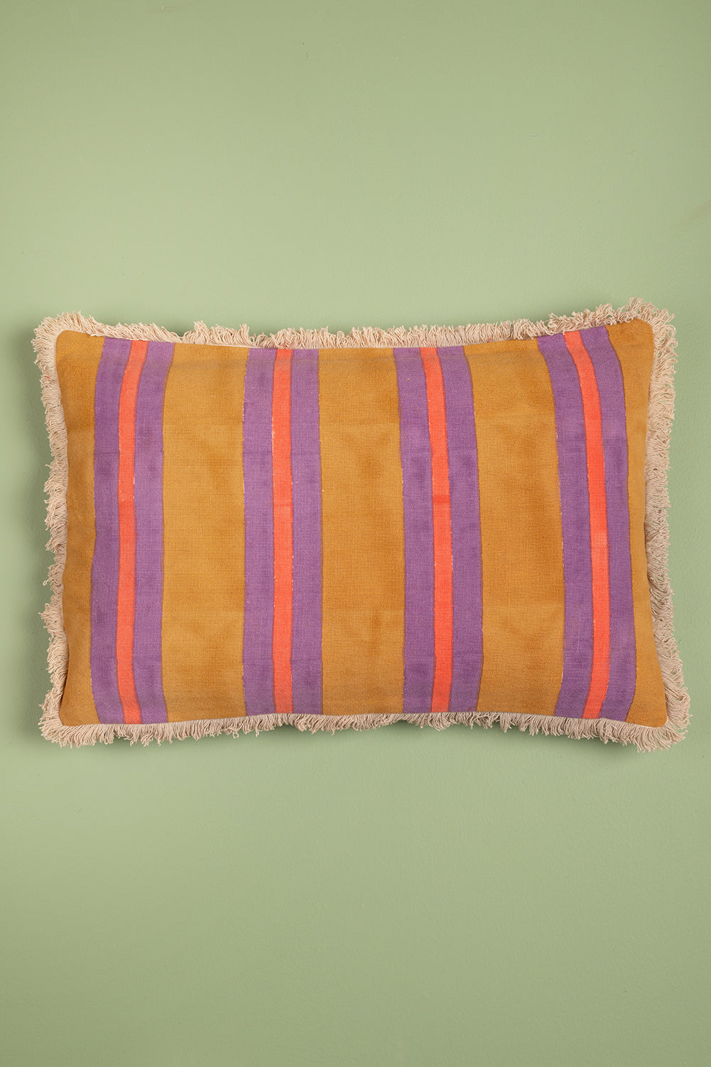 Spruce & Coral Block Print Cotton Cushion Cover