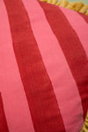 Red & Pink Block Print Cotton & Velvet Cushion Cover