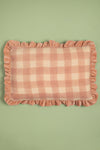 Dusty Pink Gingham Block Print Cotton & Velvet Cushion Cover