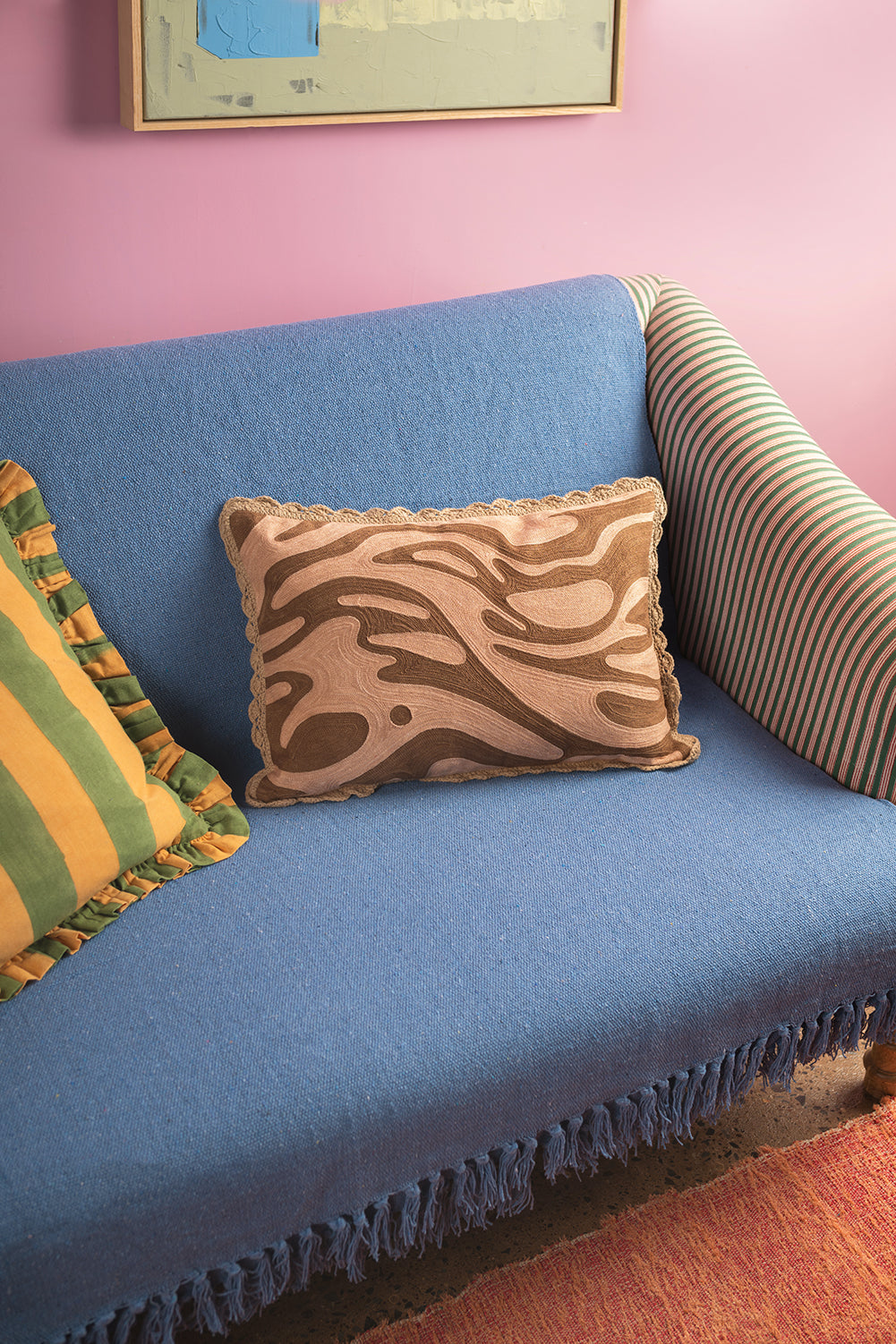 Mocha Swirl Embroidered Cushion Cover