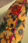 Mustard Floral Cotton Velvet Cushion Cover