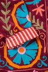 Red Suzani Embroidered Velvet Jacket - 01