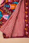 Red Suzani Embroidered Velvet Jacket - 01