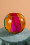 Marble Finish Glass Hurricane Vase
