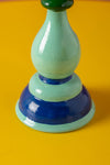 Blue & Green Hand Painted Wooden Candle Holder