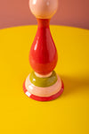 Red & Pink Hand Painted Wooden Candle Holder