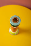 Orange & Green Hand Painted Wooden Candle Holder