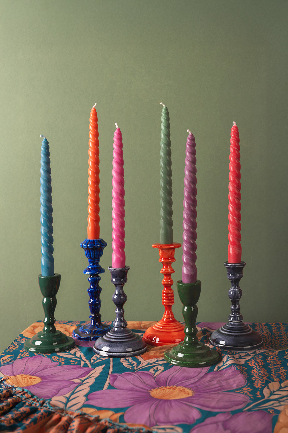 'Twilight' Set of Six Twisted Dinner Candles