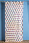 Lilac & Mustard Florals on White Block Print Single Curtain