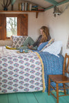Cornflower and Lilac Hand Block Print Quilt