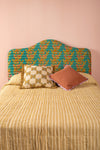 Blue & Yellow Kantha Covered Double Headboard