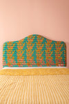 Blue & Yellow Kantha Covered Double Headboard