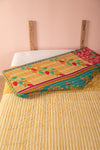 Blue & Yellow Kantha Covered Double Headboard