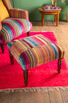 Striped Velvet Armchair & Footstool Bundle