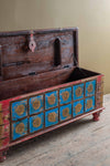 Blue Painted Trunk made from New and Reclaimed Wood with a Metal Trim