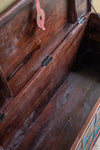 Blue Painted Trunk made from New and Reclaimed Wood with a Metal Trim