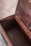 Red and Blue Reclaimed Wooden Chest with Brass Trim