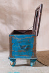 Red and Blue Reclaimed Wooden Chest with Brass Trim