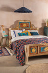 Bohemian Carved Bed with Vintage Finish