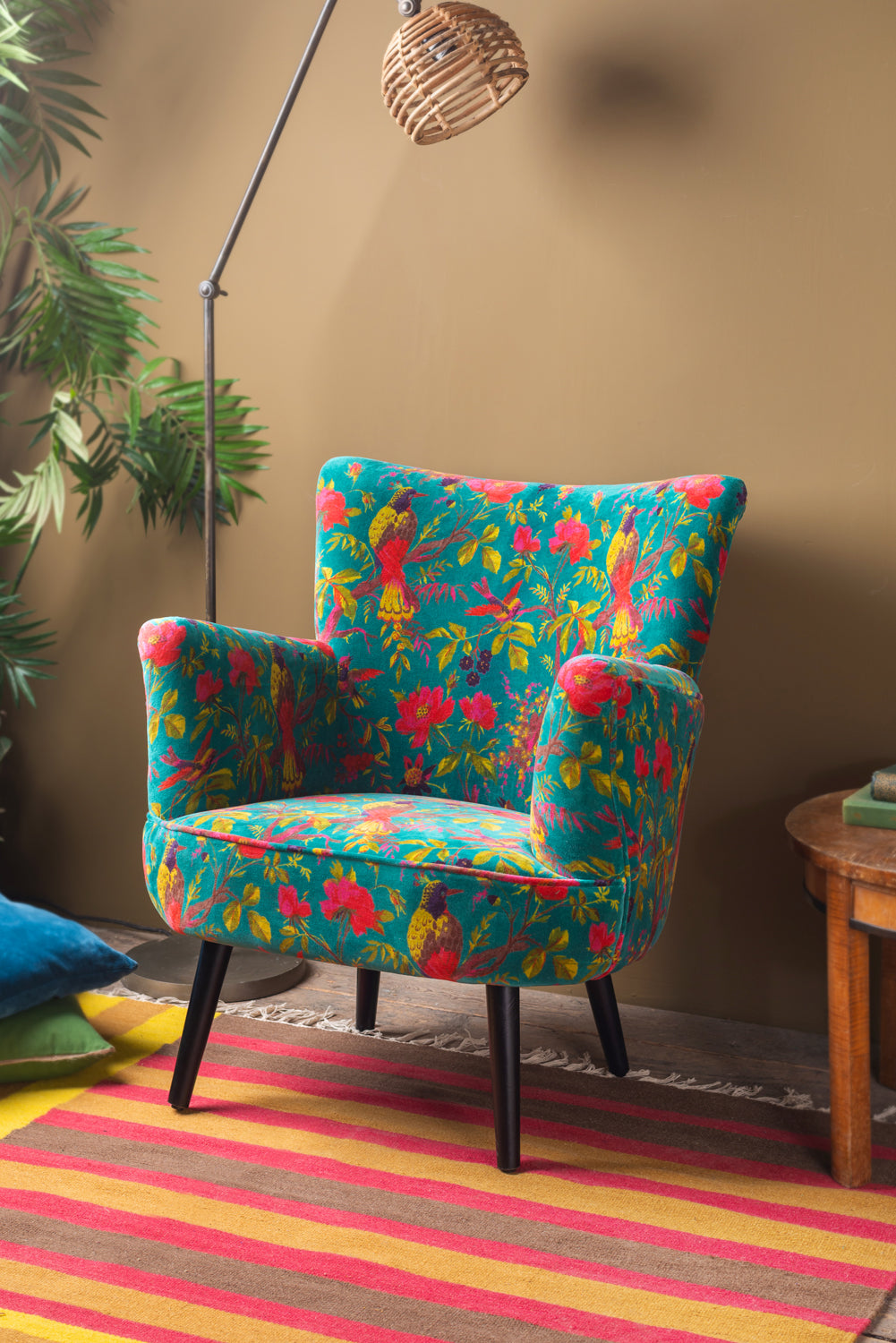 Blue Bird of Paradise Velvet Chair