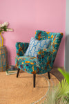 Blue Bird of Paradise Velvet Chair